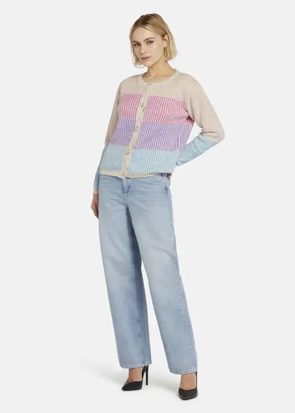 Nicowa Striped Cardigan SINOWA In CREAM MULTICOLORarticle Number NC8A22101012E-072