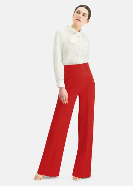 Nicowa Timeless Marlene Trousers With Creases - COREANA In REDarticle Number NC6A12008014E-047