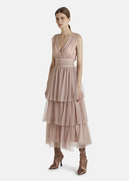 Nicowa Tulle Maxi Dress BALINO In BEIGEarticle Number NC7A12027032E-138