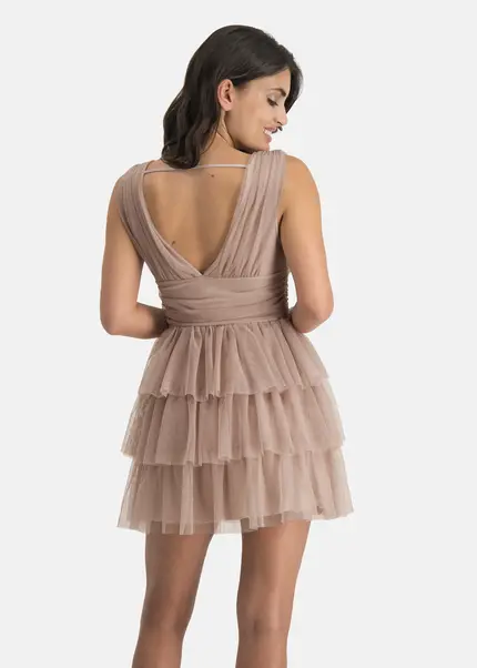 Nicowa Tulle Mini Dress - STELLOWA In BEIGEarticle Number NC7A12029032E-138