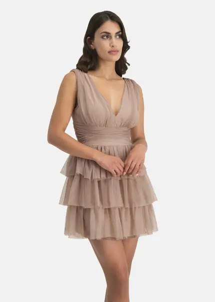 Nicowa Tulle Mini Dress - STELLOWA In BEIGEarticle Number NC7A12029032E-138