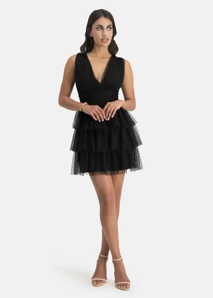 Nicowa Tulle Mini Dress - STELLOWA In BLACKarticle Number NC7A12028019E-002