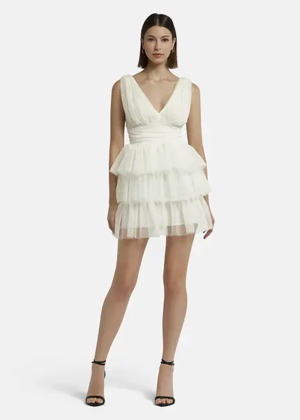 Nicowa Tulle Mini Dress - STELLOWA In Whitearticle Number NC9A1400411E-004