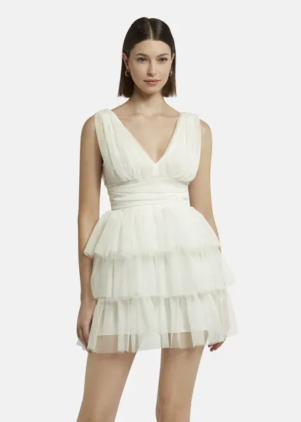 Nicowa Tulle Mini Dress - STELLOWA In Whitearticle Number NC9A1400411E-004