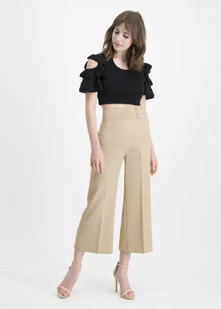 Nicowa Twill Culottes With Creases – CORADUE In BEIGEarticle Number NC7A12016011E-138