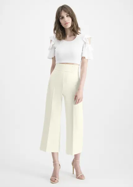 Nicowa Twill Culottes With Creases – CORADUE In WHITEarticle Number NC7A12018011E-004