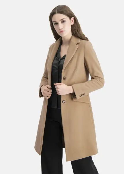 Nicowa Wool Coat With Faux Flap Pockets – KAMOWA In CAMELarticle Number NC5A52004022E-101