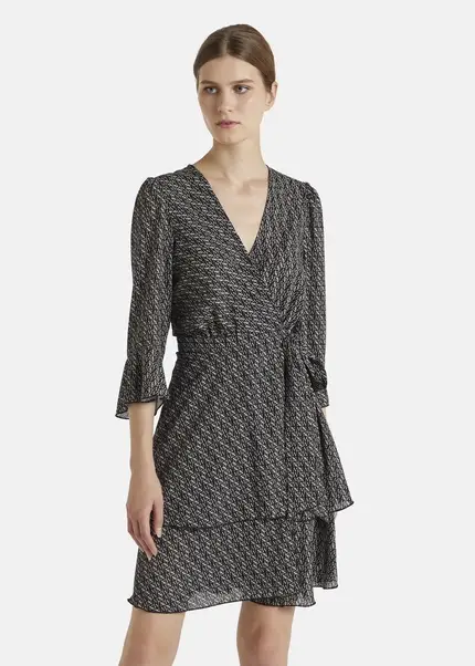 Nicowa Wrap Dress With NCW Monogram- NIOGRA In BLACKMONOGRAMarticle Number NC7A32014019E-153