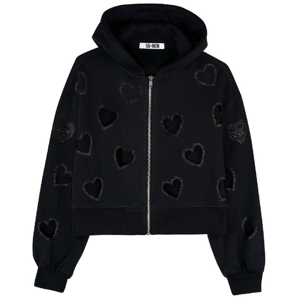 NIL+MON Crop Zip Hoodie "Flying Hearts"