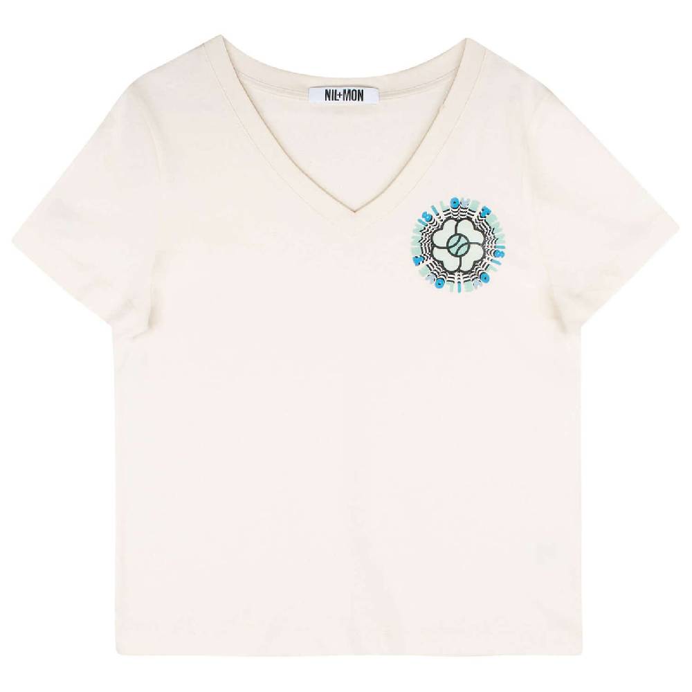 NIL+MON V-Neck Shirt "Circle Blue"