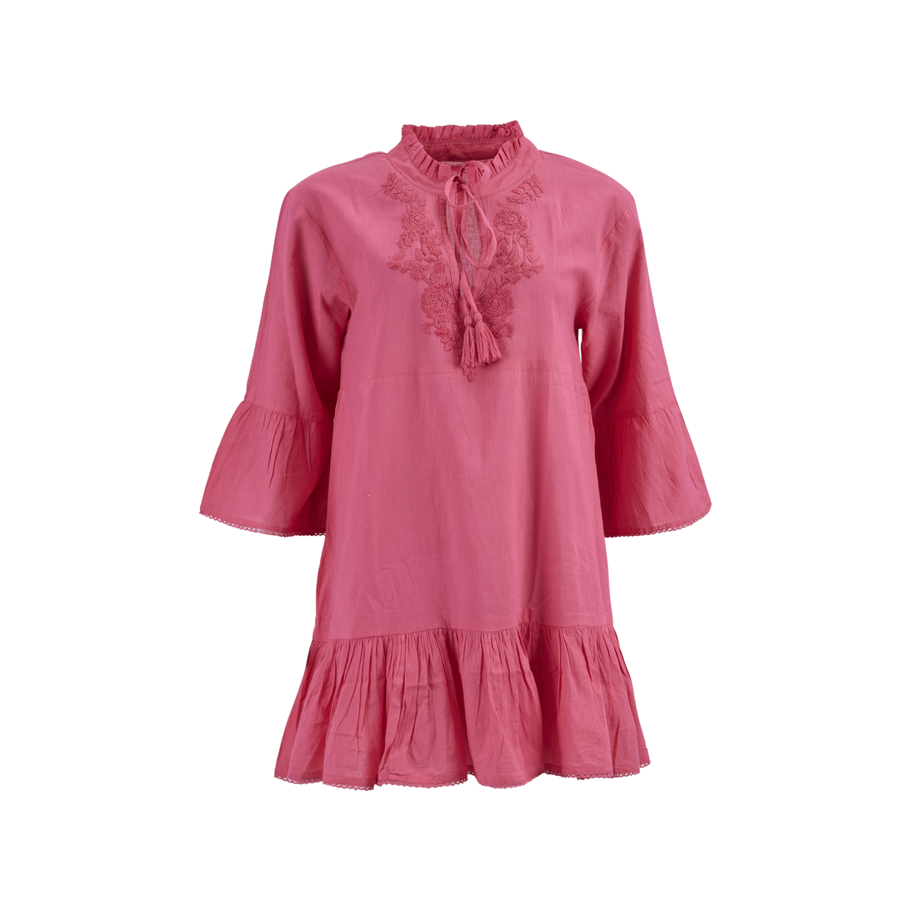 Nitzsche Accessoires Strandkleid Mit Stickerei Am V-Ausschnitt Und Rüschen