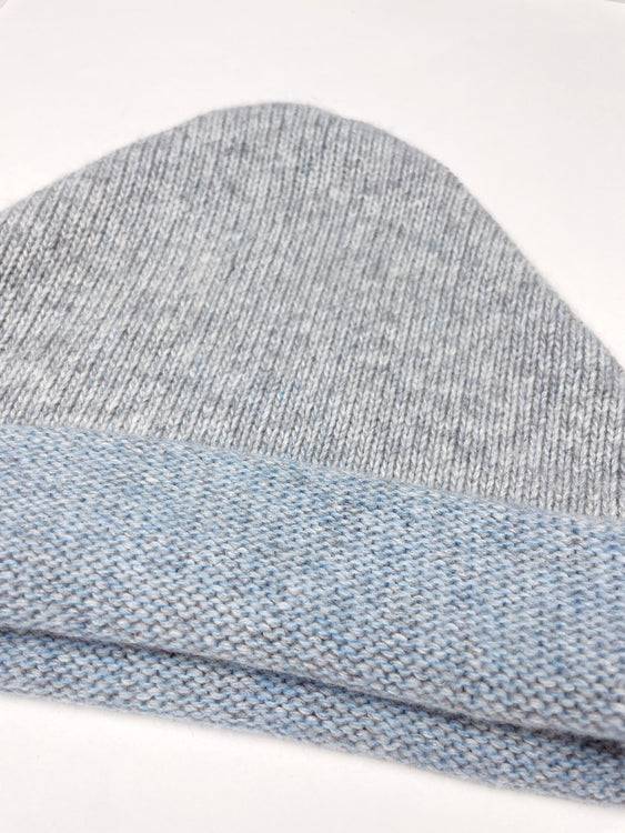 Nonoi Studio KINDERMÜTZE GRAU-HELLBLAU "LITTLE TAIPEH" AUS WOLLE