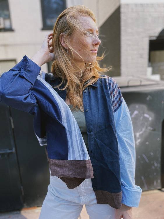 Nonoi Studio Blouson // Blau + Braun // Onesize