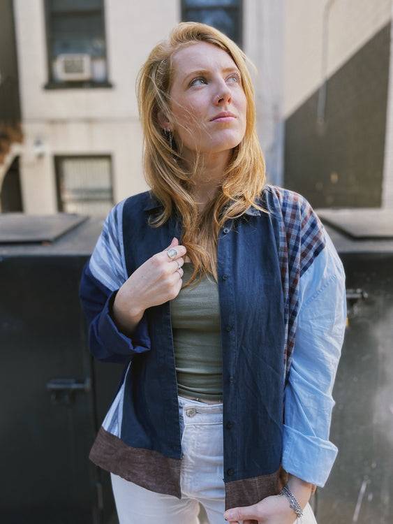 Nonoi Studio Blouson // Blau + Braun // Onesize