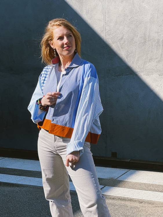 Nonoi Studio Blouson // Blau + Orange // Onesize
