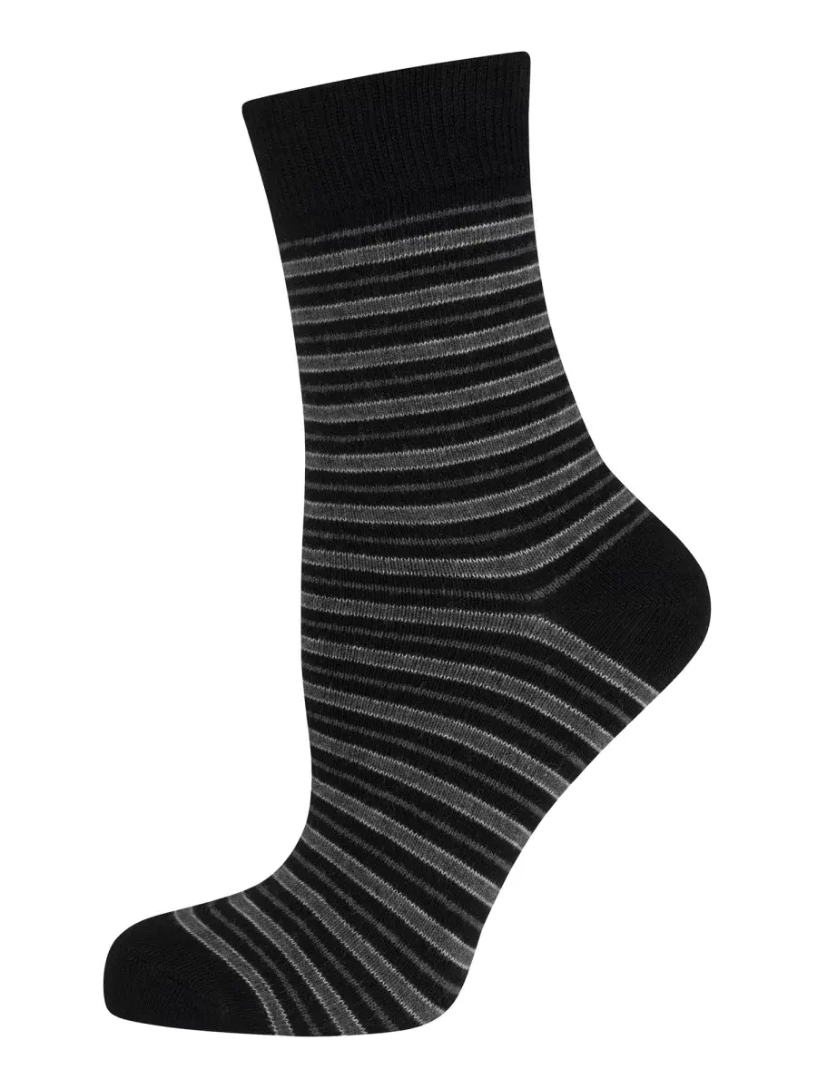 Nur Die Classic Baumwolle gemustert 2er Pack - schwarz Streifen - Größe 35-38