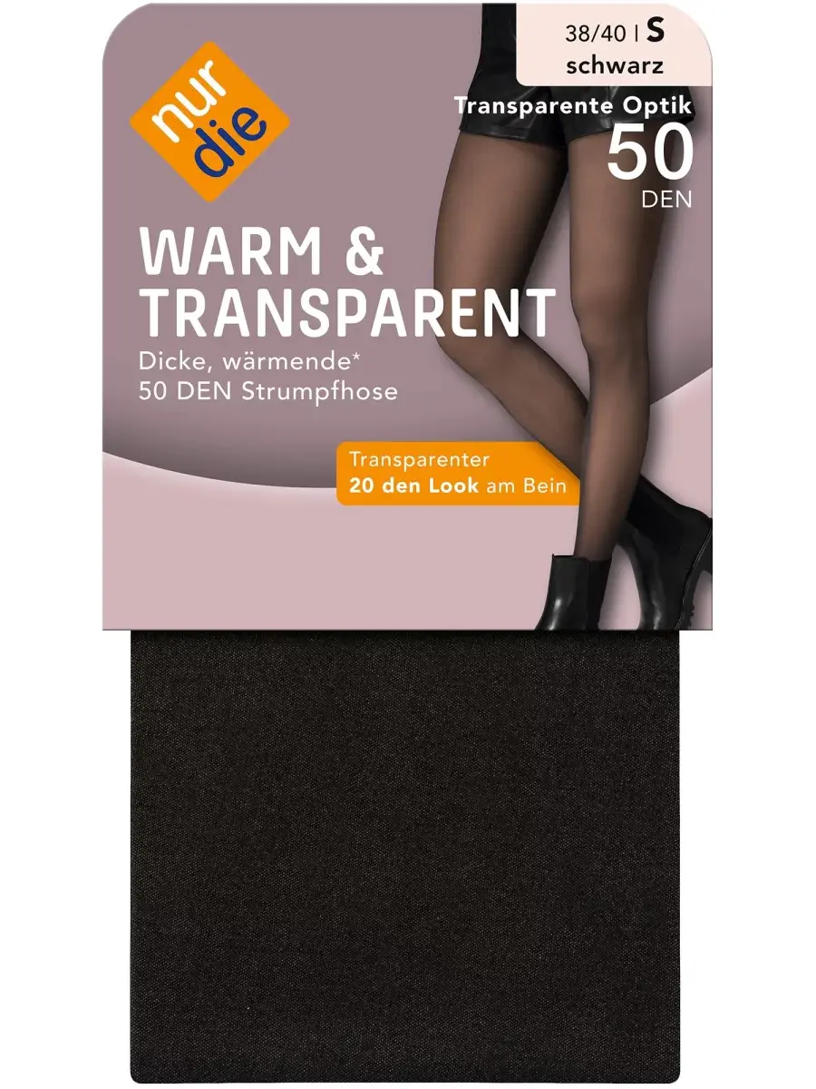 Nur Die Feinstrumpfhose Warm & Transparent - schwarz - Größe 38-40
