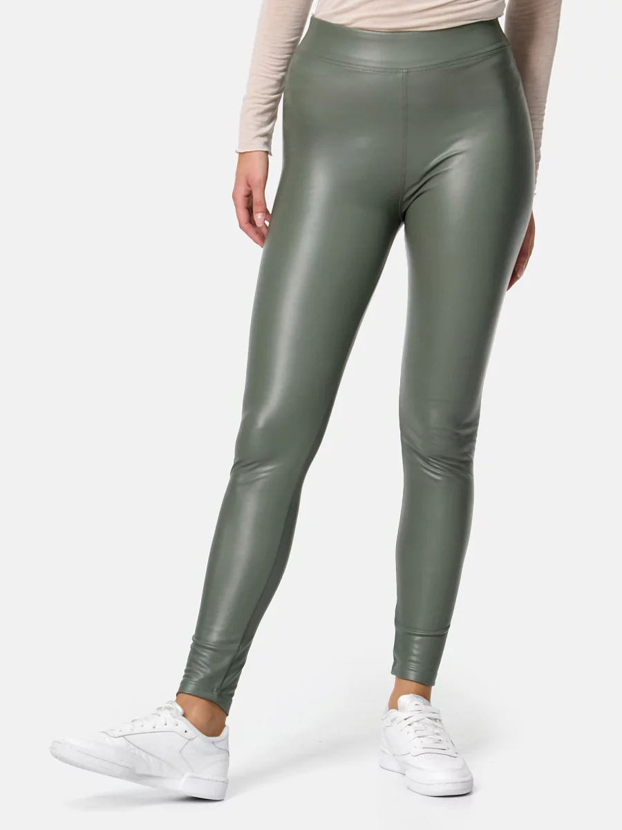 Nur Die Leggings in Leder-Optik - Relax & Go - olive - Größe 44-46