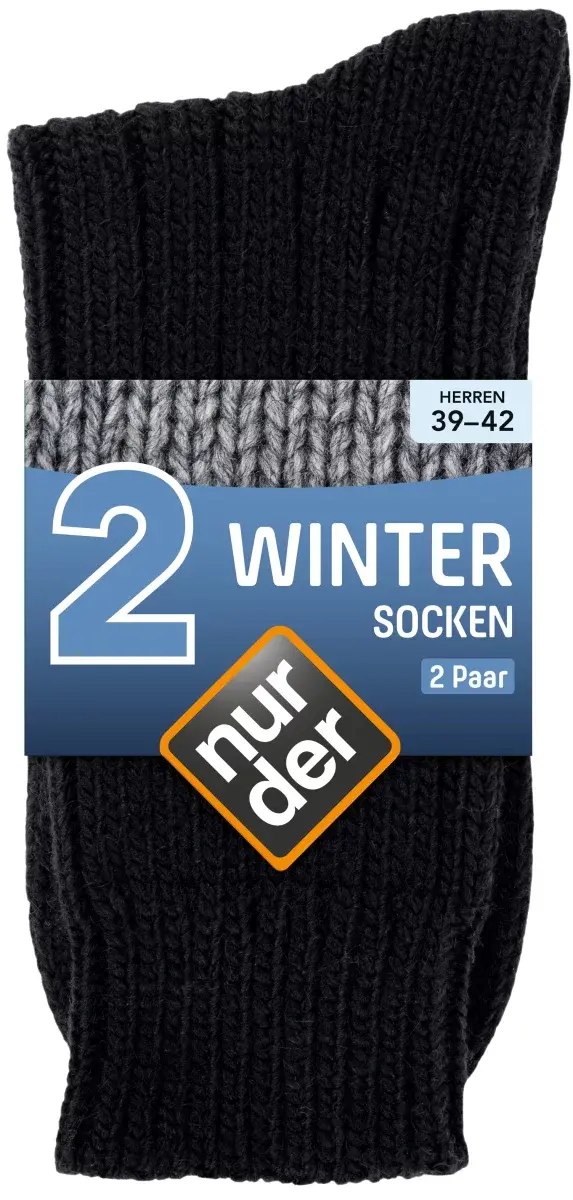 Nur Die 2-Pack Winter Socken - schwarz - Größe 39-42