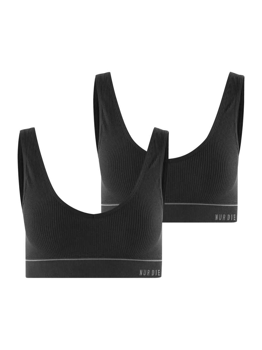 Nur Die Bustier 2-Pack Retro - schwarz - Größe 46-48