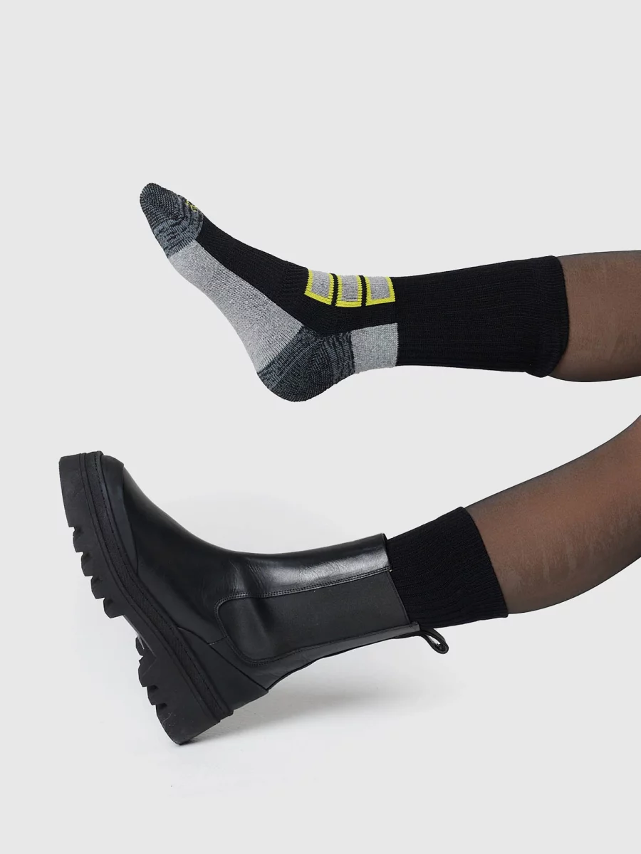 Nur Die Outdoor Socke 2er Pack - schwarz/gelb - Größe 35-38