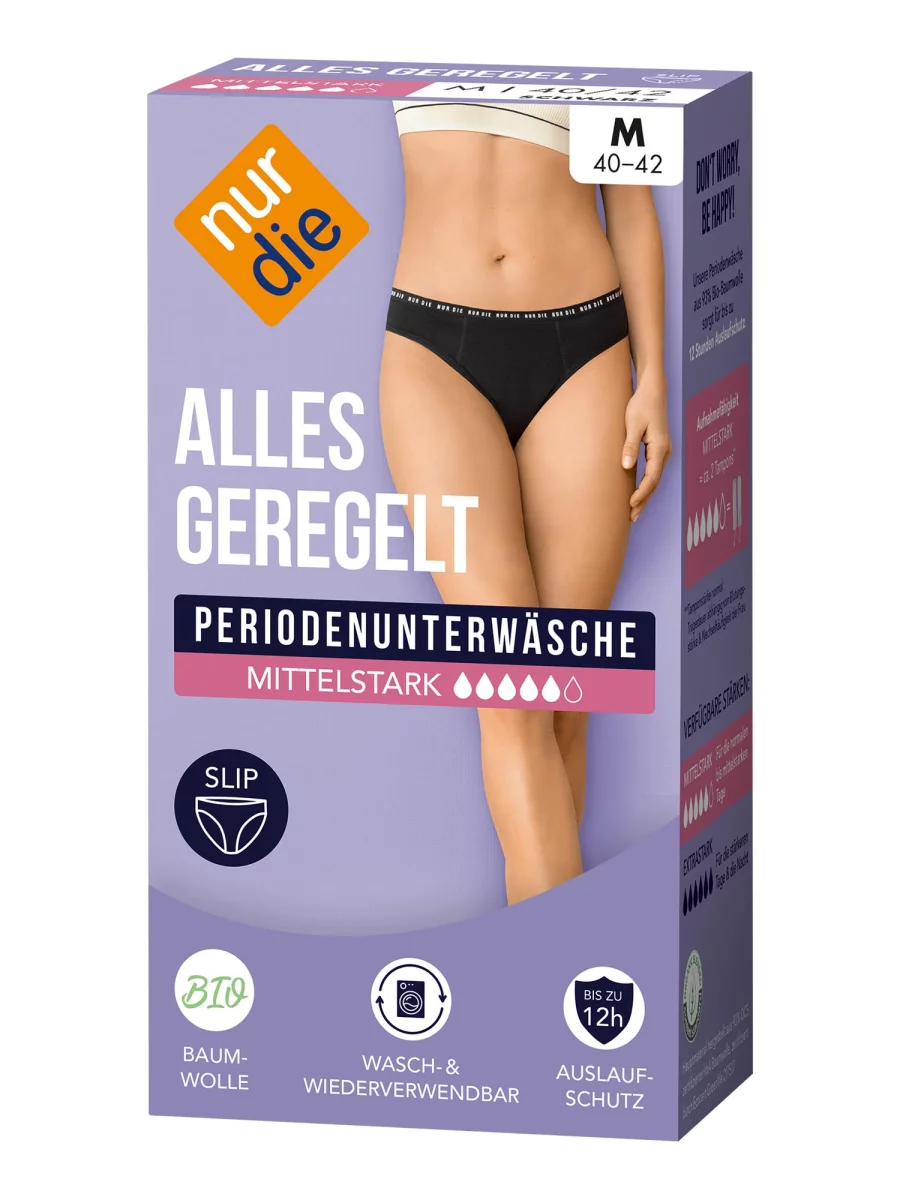 Nur Die Periodenunterwäsche Alles Geregelt Slip Mittelstark - Schwarz - Größe 32-34