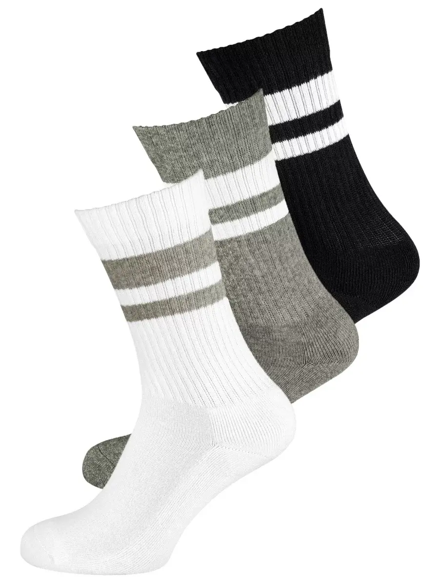 Nur Die Sport Socken 3er Pack - weiß/grau/schwarz - Größe 39-42