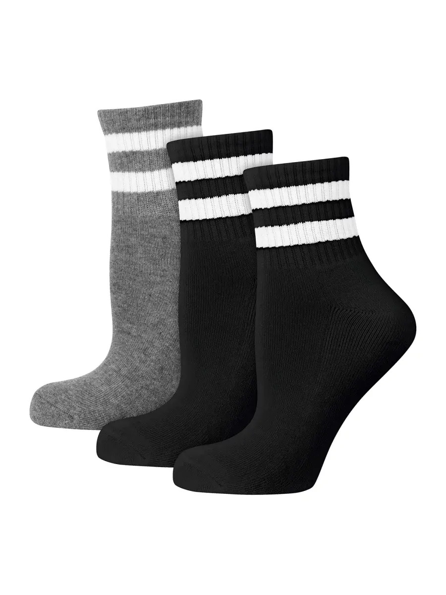 Nur Die Sportsocken Short Track 3er Pack - schwarz/grau - Größe 39-42