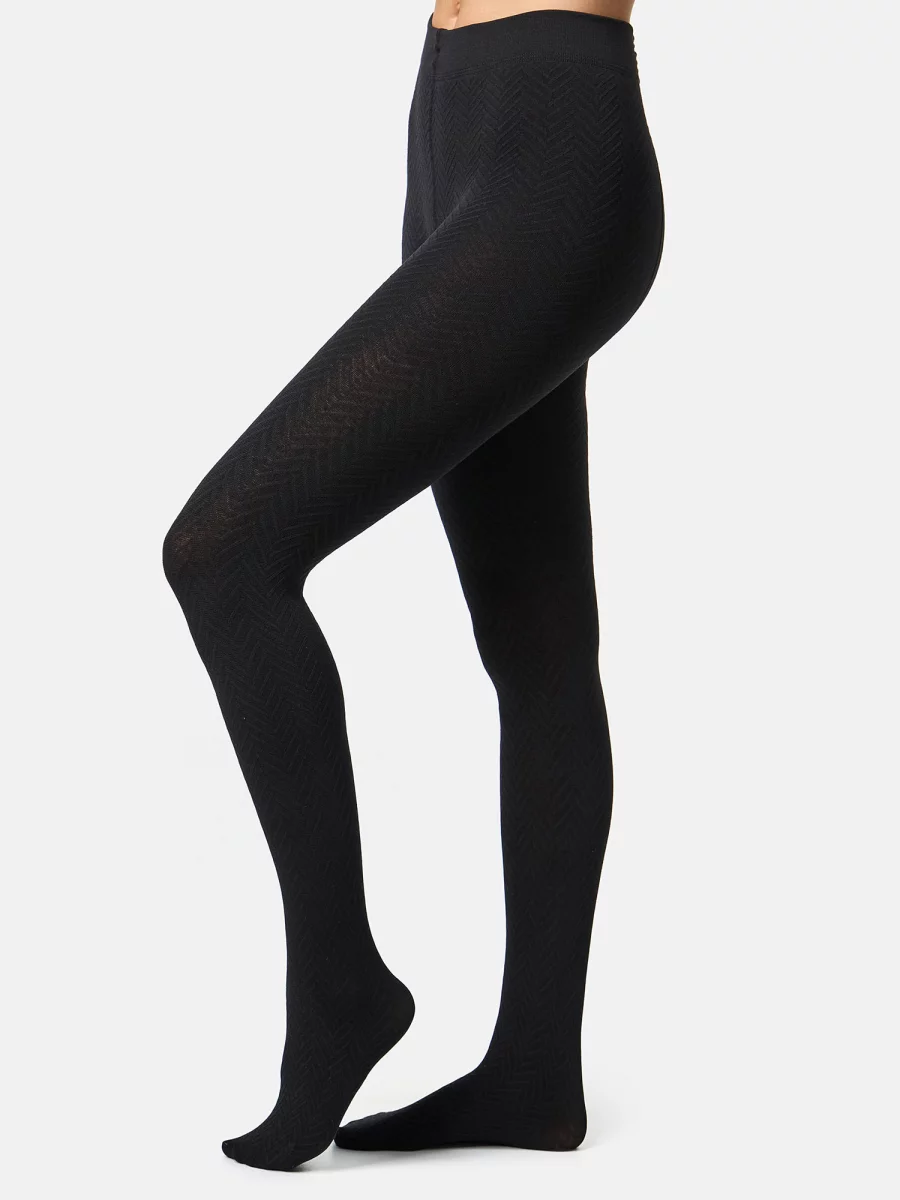 Nur Die Strumpfhose Wohlig-Warm 100 DEN - Schwarz Gemustert - Größe 40-44