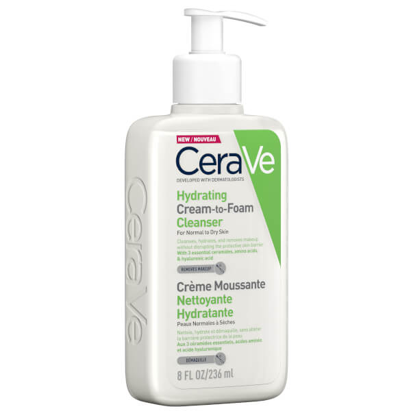 CeraVe Hydrating Cream-to-Foam Cleanser With Amino Acids For Normal To Dry Skin 236ml