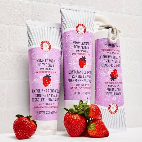 First Aid Beauty KP Bump Eraser Fresh Strawberry Body Scrub With 10% AHA 226g