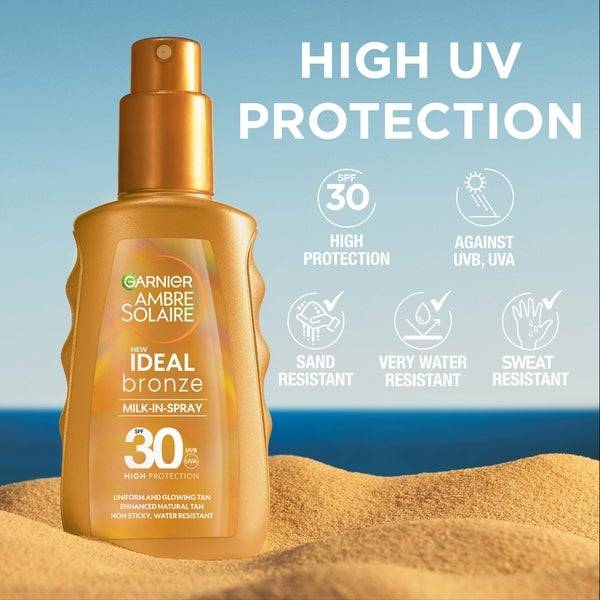 Garnier Ambre Solaire Ideal Bronze Milk-In Tanning Spray For Face And Body SPF30 150ml