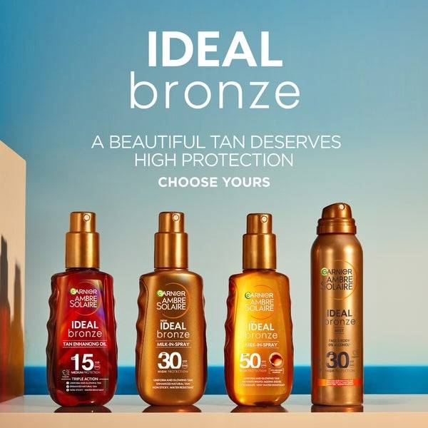Garnier Ambre Solaire Ideal Bronze Milk-In Tanning SPF 50 Spray For Face And Body 150ml