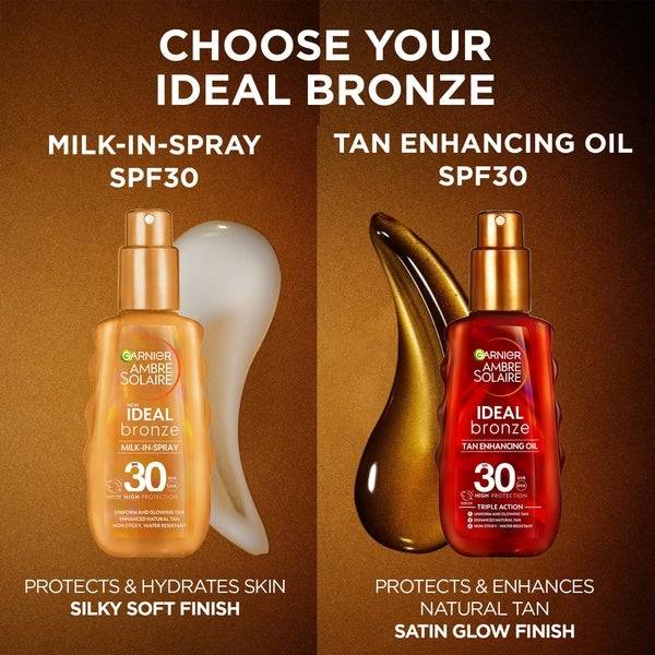 Garnier Ambre Solaire Ideal Bronze Protective Oil SPF30 Sun Cream Spray 150ml