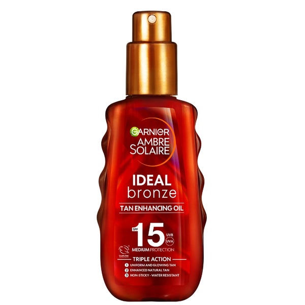 Garnier Ambre Solaire Ideal Bronze Protective Oil SPF15 Sun Cream Spray 150ml