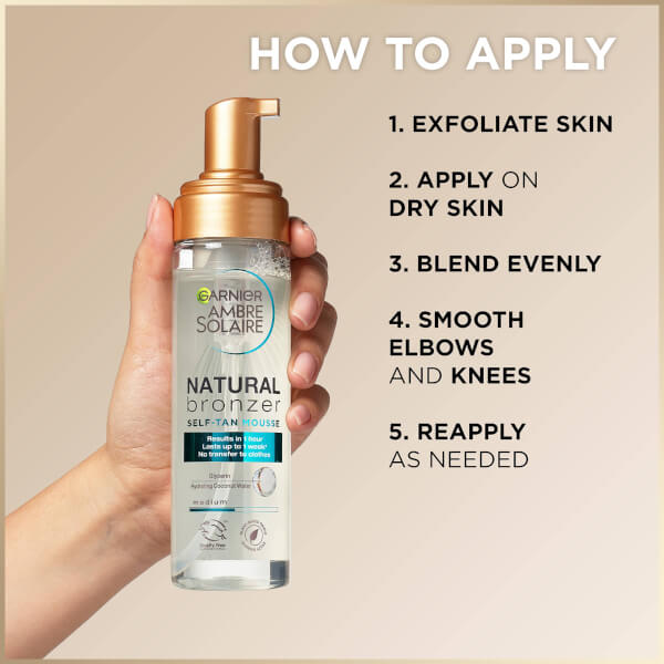 Garnier Ambre Solaire Vegan Natural Bronzer Intense Clear Self Tan Mousse 200ml