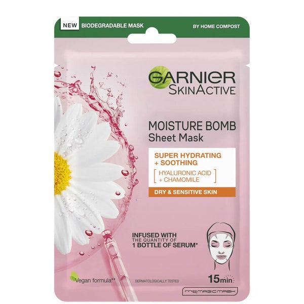 Garnier Moisture Bomb Camomile Hydrating Face Sheet Mask for Dry and Sensitive Skin 28g