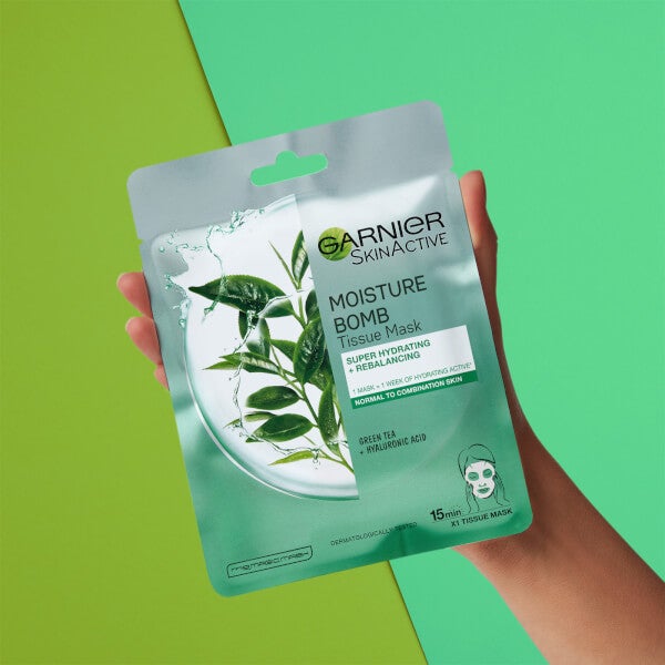 Garnier Moisture Bomb Green Tea Hydrating Face Sheet Mask For Combination Skin 32g