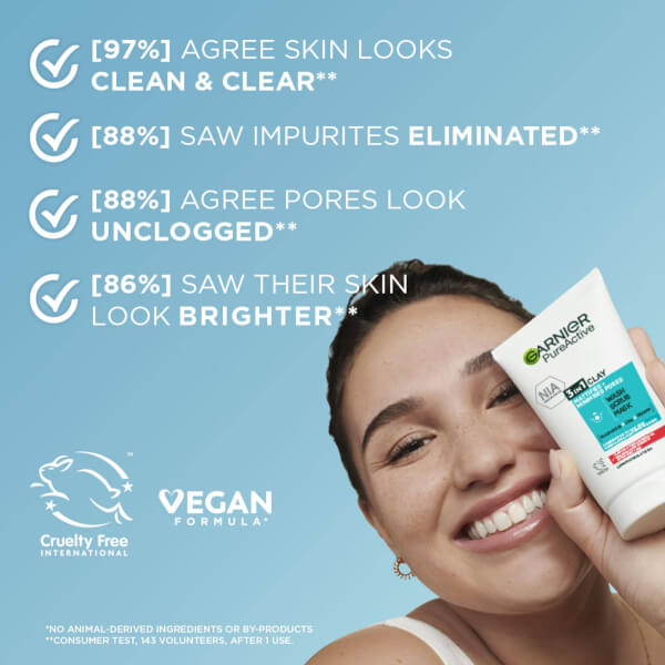 Garnier Pure Active 3-in-1 Wash, Scrub, Mask (150ml)