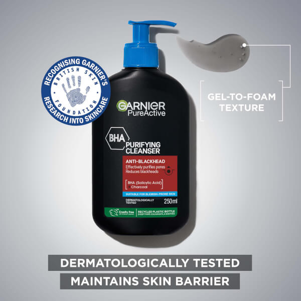 Garnier Pure Active BHA, Salicylic Acid And Charcoal Daily Face Cleanser 250ml