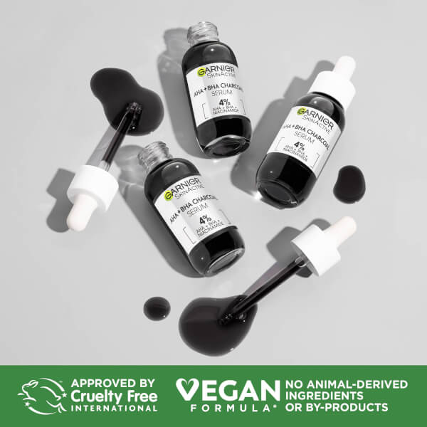 Garnier Skinactive 4% AHA BHA And Niacinamide Charcoal Serum, Resurface And Smooth Skin Texture 30ml