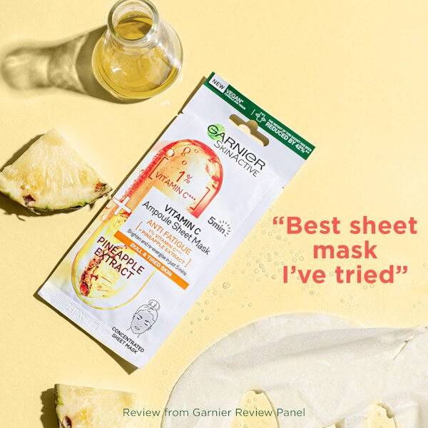 Garnier SkinActive Anti Fatigue Ampoule Sheet Mask - Pineapple And 1% Vitamin C 15g