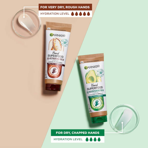 Garnier Vegan Hand Superfood, Repairing Hand Cream With Cocoa And Ceramide For Very Dry, Rough Hands 75ml