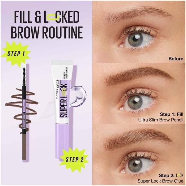 Maybelline Superlock Brow Glue Sweat-Resistant, Transfer-Resistant, 24H Wear 8ml - Clear