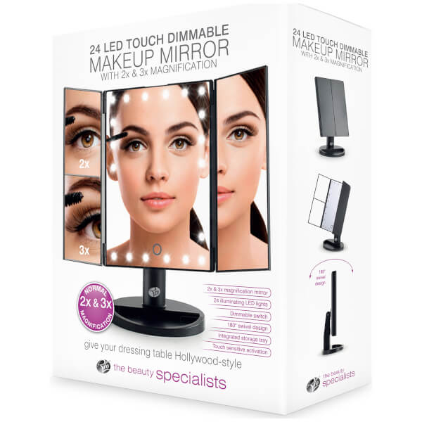 Rio 24 LED Touch Dimmbarer Kosmetikspiegel Mit 2-fach- & 3-fach- Vergrößerung