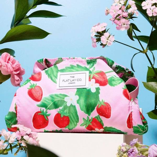 The Flat Lay Co. Drawstring Makeup Bag - Summer Strawberries