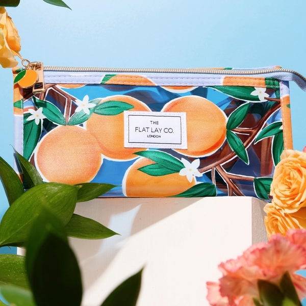 The Flat Lay Co. Open Flat Makeup Jelly Box Bag - Mediterranean Oranges