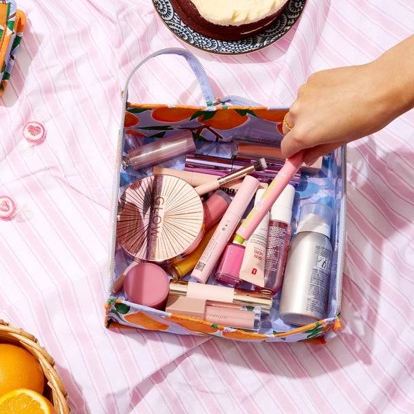 The Flat Lay Co. Open Flat Makeup Jelly Box Bag - Mediterranean Oranges