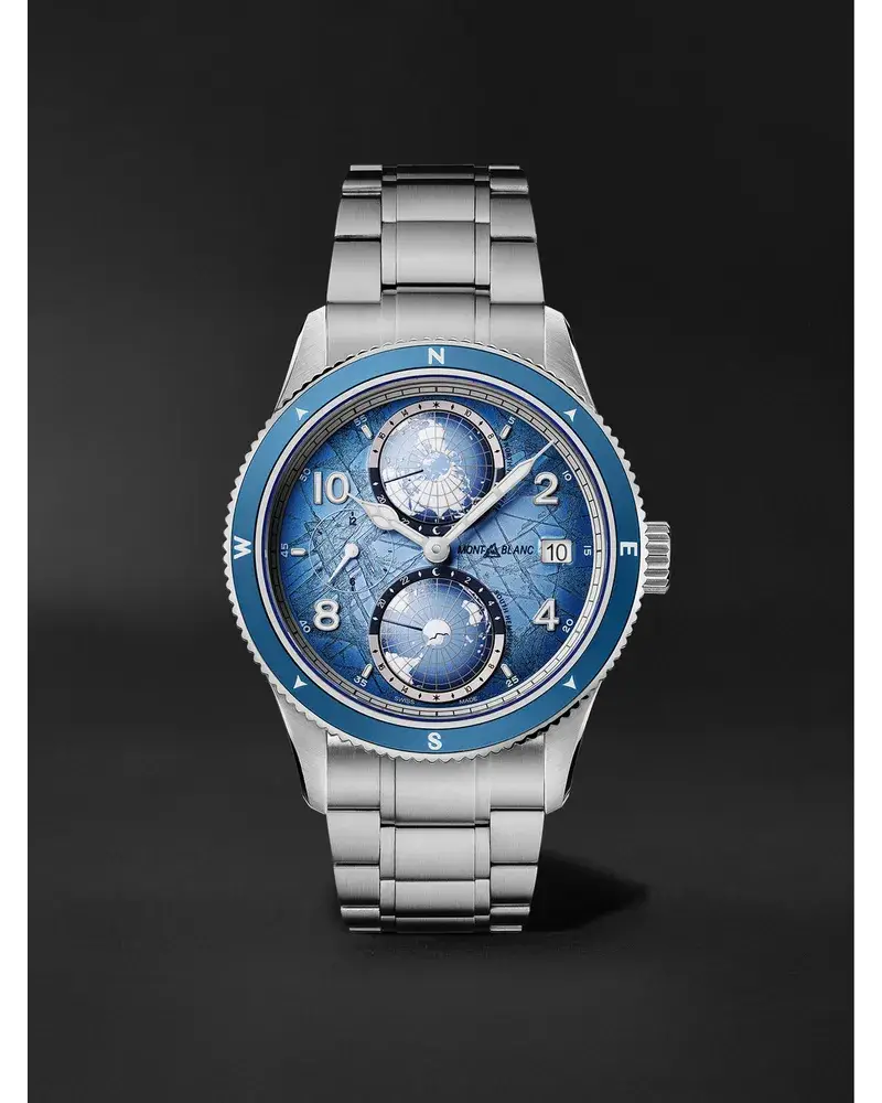 Montblanc 1858 Geosphere 0 Oxygen South Pole Exploration Limited Edition Automatic 42 Mm Uhr Aus Titan Und Keramik Mit Austauschbarem Canvas Armband Ref. Nr.: 7612582367544 Blau