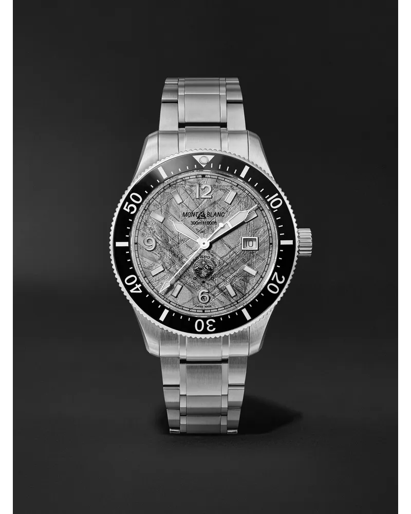 Montblanc 1858 Iced Sea Uhr Aus Edelstahl Und Keramik Mit Automatischem Aufzug Ref. Nr.: Mb130793 Silber